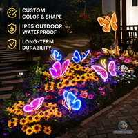 Lampes à motif LED basse tension en forme de papillon, taille personnalisée, ailes 3D colorées en mouvement, sculpture lumineuse pour jardin et parc