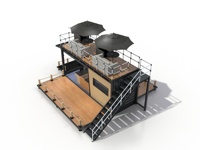 Bar conteneur modulaire préfabriqué à double étage de 20 et 40 pieds avec terrasse sur le toit pour club de nuit en bord de mer et salon d'affaires