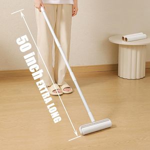 Rodillo quitapelusas de mango largo con varilla de acero inoxidable empalmada, removedor de pelo de mascotas con adhesivo fuerte para ropa y ropa de cama - Product Image 2