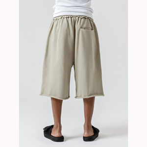 Pantalones Cortos Deportivos Holgados de <span class=keywords><strong>Tela</strong></span> de Alta Calidad con Bordes Enrollados, Cintura Elástica con Cordón, Pantalones Cortos de Verano para Hombre, Estilo Casual para Uso Diario - Product Image 2