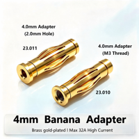 Adaptateur de prise 4,0 mm, prise banane en cuivre pur plaqué or, type lanterne, adaptateur - Connecteur de test à filetage M3, convertisseur entièrement en cuivre