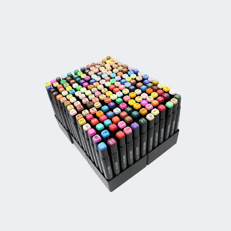 Personalizado 60 cores álcool baseado ponta dupla escova arte marcador canetas para anime design pintura destaque