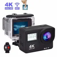 กล้องวิดีโอหมวกกันน็อค DV กีฬา30ม.,กล้องวิดีโอ4K Ultra HD จอ LCD คู่ WiFi 20MP กล้องแอคชั่น170D กันน้ำได้