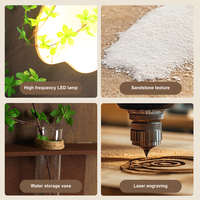 Peinture décorative de luxe en gros pour entrée, texture sable 3D, peinture moderne avec plantes vertes hydroponiques suspendues et éclairage LED