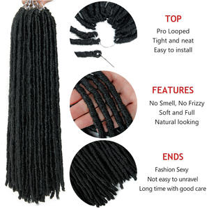 Nuevas trenzas 18 "Straight Gypsy Locs 3 <span class=keywords><strong>Tone</strong></span> Ombre Goddess Faux Locs Extensiones de cabello Trenzas sintéticas de ganchillo - Product Image 6