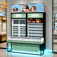 Présentoir mural LED rétroéclairé en métal tendance pour magasin d'optique, armoire de rangement pour lunettes de soleil, vitrine à lunettes