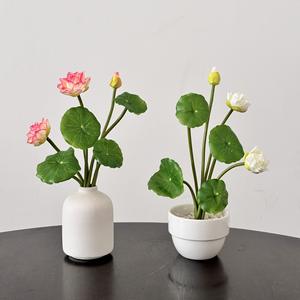 Flor de loto de seda Real Touch flor artificial hecha a mano para oración budista Spa relajación esquina pecera <span class=keywords><strong>fondo</strong></span> - Product Image 2