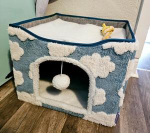 Atacado Luxo Bonito Novo Design Tecido Dobrável Cat <span class=keywords><strong>Scratcher</strong></span> Cat Play House Cama Interior - Product Image 3