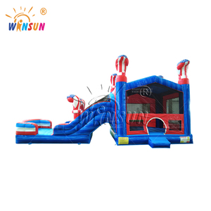 บ้านเป่าลมรูปธงสหรัฐอเมริกาพร้อมสไลด์และเครื่องเป่าลมสองเลนเหมาะสำหรับการเฉลิมฉลองในวันชาติ - Product Image 4