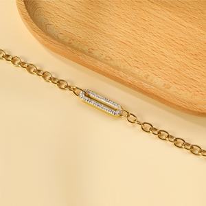 Nouveau Bracelet Épais pour Femme en Acier Inoxydable Plaqué Or 18 carats avec Zircon CNC, Style Italien, Bijoux de Mode - Product Image 5