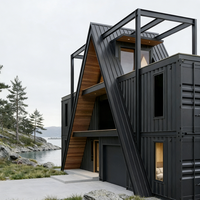 Maison conteneur portable, extensible et détachable en structure acier, avec panneaux sandwich en bois étanches, pour bureaux et hôtels