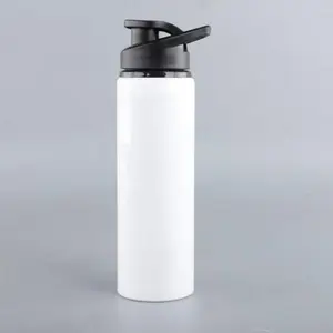 Botella de agua deportiva de aluminio, botella de agua de 750ml de aluminio blanca, por sublimación, 25oz