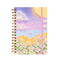 Vente en gros A5 journal d'étudiant personnalisé style peinture à l'huile épaissie avec reliure dure et lignes horizontales cahier à spirale portable