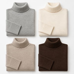 Maglione Oversize da Donna in Misto Lana e <span class=keywords><strong>Cashmere</strong></span>, Collo Alto, Spalle Scese, Lavorazione a Maglia, Maniche Lunghe, Vendita all'Ingrosso, Produzione in Fabbrica - Product Image 5