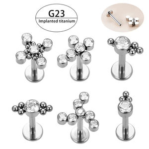 Lotus Wholesale G23 Labret de piercing en titane implantable à filetage interne pour hélix et cartilage, bijoux de piercing pour femmes - Product Image 1