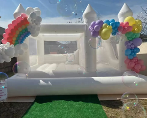 Tobogán de agua inflable para fiesta de boda, <span class=keywords><strong>casa</strong></span> de rebote blanca <span class=keywords><strong>con</strong></span> <span class=keywords><strong>PISCINA</strong></span> DE BOLAS, Material de Pvc, 0,55mm - Product Image 2