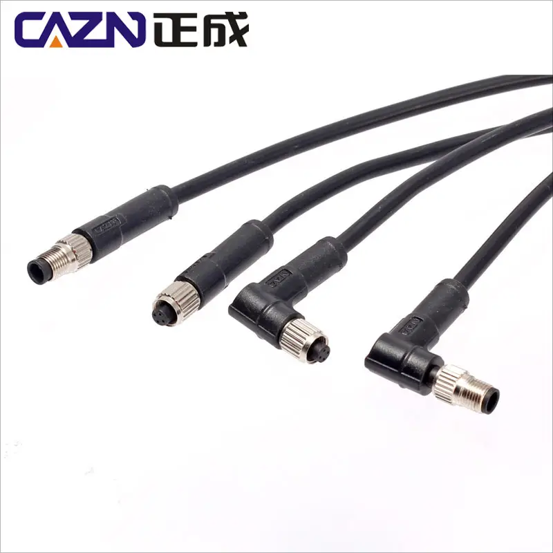 M5 4pin cáp overmolded Nam 4 pin kết nối PVC 4-pin cordset