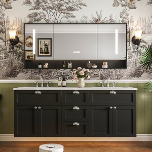 Phong cách tối giản hiện đại tủ phòng tắm bằng gỗ rắn với chậu rửa đá <span class=keywords><strong>Granite</strong></span> liền mạch - Product Image 2