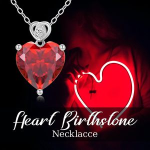 Heart Shaped Garnet January Birthstone <b>Necklace</b> 14K Gold Interlocking Heart Bail Pendant With Tiny Diamond Dainty Daily Wear - Product Image 6