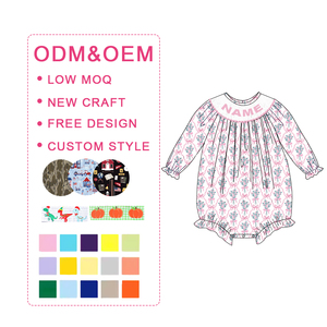 <span class=keywords><strong>2025</strong></span>, Pelele para niña, ropa bordada con nombre personalizado, Pelele para niña, mono con lazo rosa Floral para niña, Pelele de manga larga para niña - Product Image 1