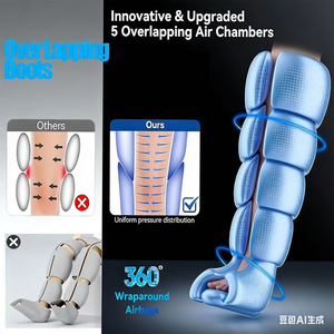 Bottes de récupération à compression premium, masseur de jambes, écran LCD, chauffage des pieds, pression réglable 60-200 mmHg, 5 chambres à air, 3000 mAh - Product Image 3