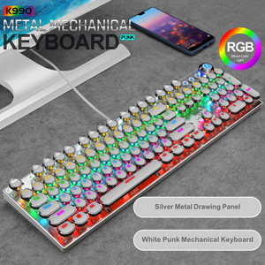 Cổ Điển Bàn Phím Có Dây Với Đèn Nền Cho Cô Gái Có Dây RGB Ánh Sáng Lên Bàn Phím Cơ Khí Cho Chơi Game Punk Máy Đánh Chữ 104Key Bàn Phím - Product Image 5