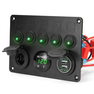 Interruptor de palanca de encendido y apagado, panel de aluminio con mimbre y luz led trasera, 12V, 24V, 5 entradas - Product Image 3