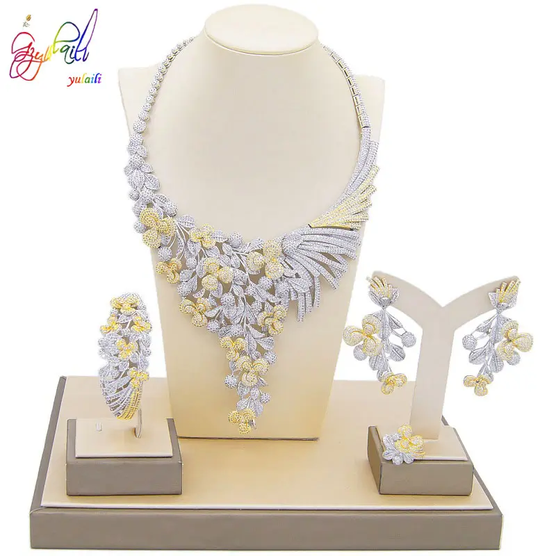 Set Perhiasan Zirkon AAA Wanita, Perhiasan Pesta Ulang Tahun untuk Pesta Pernikahan Cantik