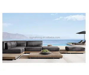 Villa Garden Teak Sofa Sectional Chaise Outdoor Round Sofa Patio Dining Table Coffee Chair Furniture Set Beanbag Sofa