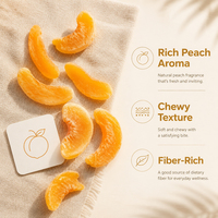 Tranches de pêches jaunes séchées au soleil en vrac OEM, coupées en gros tranches, sucrées, semi-molles, collation naturelle, orange dorée, 10 kg, prêtes à consommer