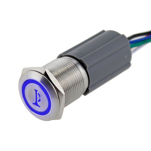 زر ضغط بوق بحري مقاوم للماء 19 مم من الفولاذ المقاوم للصدأ مع إضاءة LED زرقاء 12 فولت - Product Image 1