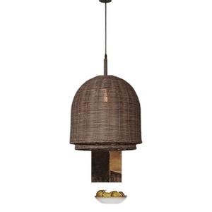 โคมไฟหวายทรงกลม E27 แหล่งกำเนิดแสง LED ตกแต่งบ้าน สำหรับห้องนั่งเล่น ห้องนอน ห้องน้ำชา สไตล์แฮนด์เมด - Product Image 2