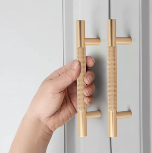 Light-luxury Gold Aluminum Alloy Wardrobe <strong>Door</strong> Handle Nordic Modern Minimalist Drawer Cabinet Wine Cabinet Round-bar Knurled - Product Image 6