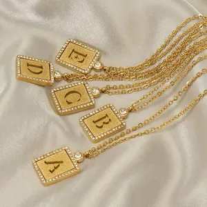 时尚珠宝A-Z 26字母项链18k不锈钢锆石母亲节礼物黄金女性初始项链
