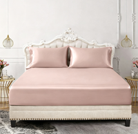 Ensemble de 3 draps-housses en microfibre durable effet satin soyeux avec 2 taies d'oreiller, textile de maison