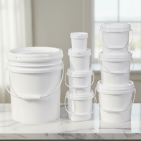 Seau en plastique blanc personnalisé avec logo imprimé, 5L et 20L, bacs à peinture en plastique pour le stockage de poudre, d'eau, de peinture, d'aliments et d'huile