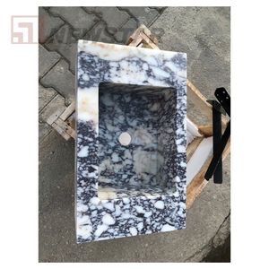 Newstar luxe Calacatta Viola marbre évier salle de bain évier pierre rectangulaire marbre évier - Product Image 3