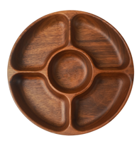 Plateau de rangement en bois haut de gamme, style rond chinois, à 5 compartiments, avec couvercle, pour noix, bonbons et thé, pour table
