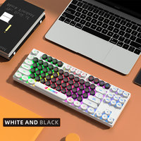 JERTECH DK600 Plastic ABS 80% Portable Laptop Keyboard Punk Retro RGB Gamer Keyboard Round Keycaps Computer USB Wired Keyboard
