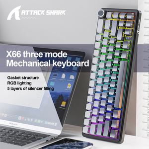 Clavier mécanique sans fil Attack <span class=keywords><strong>Shark</strong></span> X66 2,4 GHz à trois modes gravé sur le côté pour les joueurs vidéo - Product Image 6