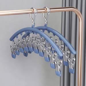 Colgador de ropa tipo ala de gaviota de acero inoxidable con 10 clips, tendedero multifuncional para balcón, tipo gancho para ropa - Product Image 4