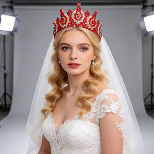 Diadème de mariée baroque en alliage de strass et cristal, couronne de luxe plaquée argent/or pour mariage, <span class=keywords><strong>Miss</strong></span> Monde, bal de promo, concours de beauté - Product Image 2