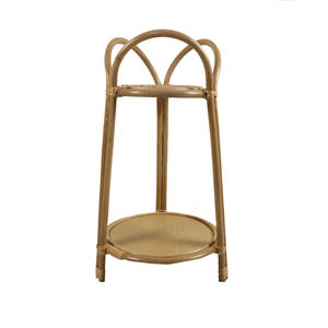 Support pour plantes en rotin écologique à 2 couches Support de rangement rustique pour balcon, cour, maison ou jardin avec présentoir à fleurs en osier - Product Image 6