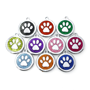 Bling men mèo chó gấu Paw in long lanh Trái Tim Mặt Dây Chuyền Xoay Móc Chìa Khóa kylings Túi Paw vật nuôi Cổ áo vòng cổ mặt dây chuyền - Product Image 2