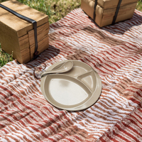 Vaisselle en céramique durable et écologique pour enfants, assiettes bébé divisées en coque de riz, compatibles micro-ondes, faciles à nettoyer
