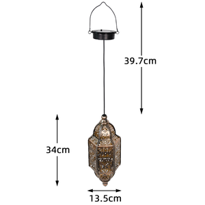 Lanterne hexagonale solaire étanche pour l'extérieur, lampe décorative de jardin à projection creuse marocaine pour l'ambiance de la cour - Product Image 3