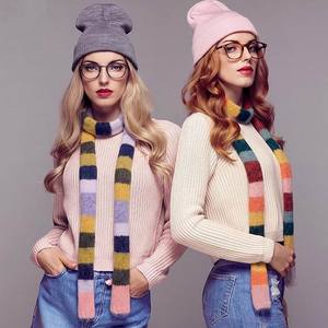 Sciarpa Lunga a Righe in Mohair Y2K Personalizzabile con Logo, Sottile, Soffice e Colorata, Lavorata a Maglia, <span class=keywords><strong>per</strong></span> Donna - 16 Anni di Esperienza di Fabbrica - Product Image 3