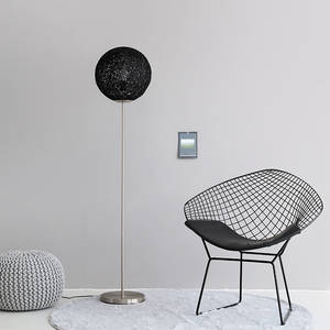 Lampe sur pied moderne contemporaine de style chinois <span class=keywords><strong>abat</strong></span>-<span class=keywords><strong>jour</strong></span> en rotin avec cordon en coton LED décoration intérieure sol Lamp-E26/E27 Base - Product Image 6