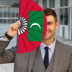 Drapeau des Maldives Ventilateur de poche 33cm Île de l'océan <span class=keywords><strong>Indien</strong></span> Ventilateur décoratif léger à thème océanique ouvert et fermé - Product Image 3