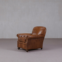 Fauteuil individuel en cuir italien écoresponsable fait main, chaise en bois antique pour la maison, le bureau, le salon, mobilier moderne, marron